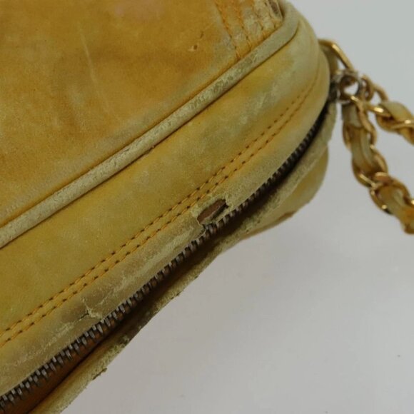 CHANEL Chain Shoulder Bag Lamb Skin Yellow Gold CC - Picture 6 of 15